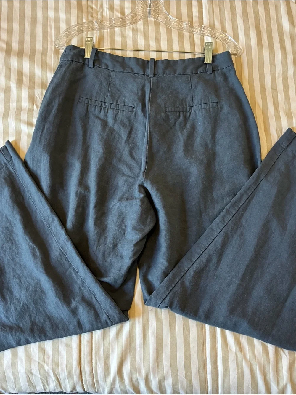 H&M Wide-Leg Linen Blend Pants in Slate Blue